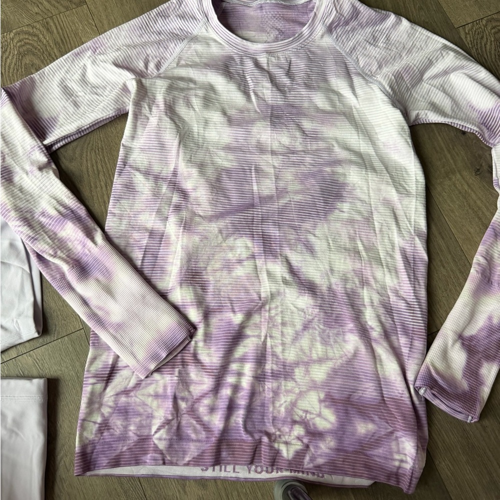 lululemon athletica Long Sleeve Tie-Dye Top in Lavender and White
